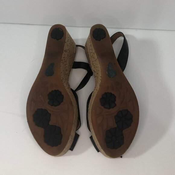 BORN Sandals Women's Size 10 Black Wedge Open Toe Shoes CQL12 883603 - Picture 3 of 12